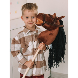 Hobby Horse pluszowy koń na kiju brązowy z lejcami