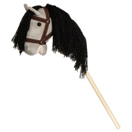 Hobby Horse pluszowy koń na kiju szary z brązowymi lejcami