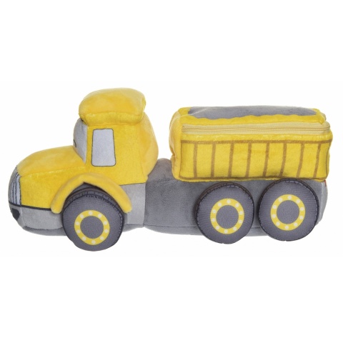 Pluszak ciężarówka z wywrotką i schowkiem, miękka maskotka żółta 30 cm Pluszak ciężarówka z wywrotką i schowkiem, miękka maskotka żółta 30 cm