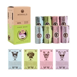 Woreczki na psie odchody, 100% Z RECYCLINGU, Worki dla psów MYMALS 120 szt
