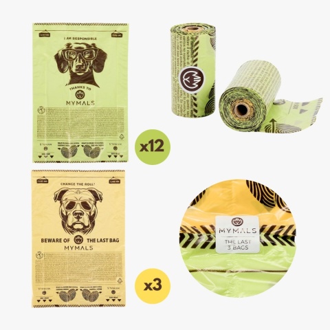 Woreczki na psie odchody, 100% Z RECYCLINGU, Worki dla psów MYMALS 360 szt